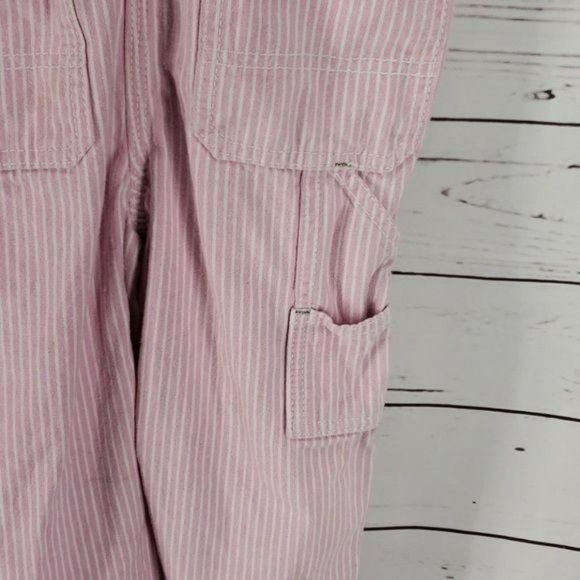 John Deere Girls Vintage Y2K Pink  White Striped Overalls‎ Pants Size 5 - Picture 4 of 6